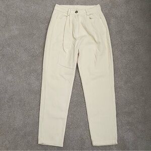 Cream Ivory Corduroy Vintage Pleated Mom Jeans
